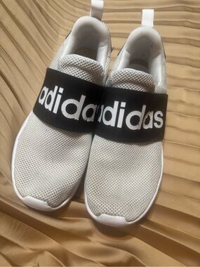 adidas Kids White Slip-On Sneakers with Black Logo Band